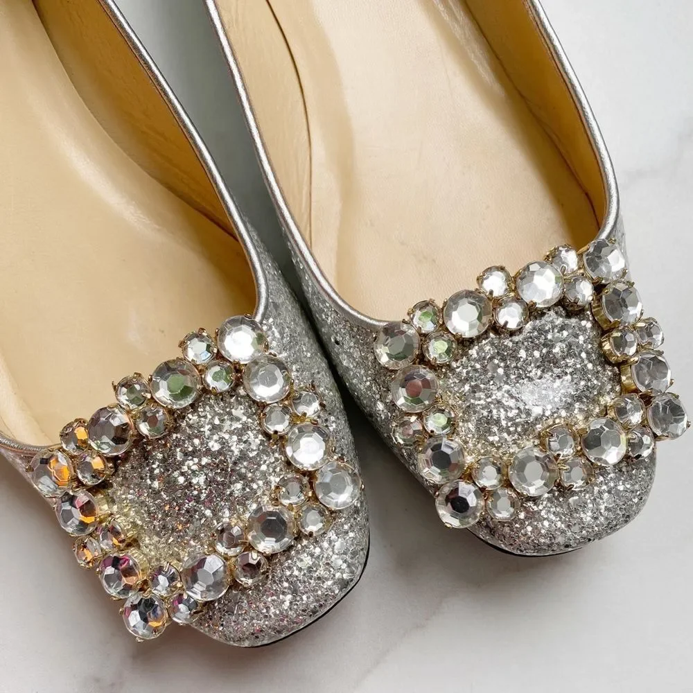 kate spade Silver Crystal Embellished Flats